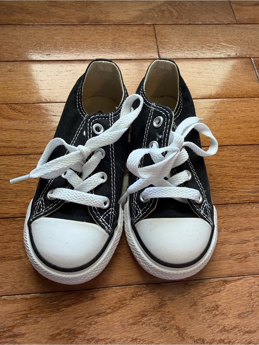 Kids Black Canvas Low-Top Sneakers with White Accents